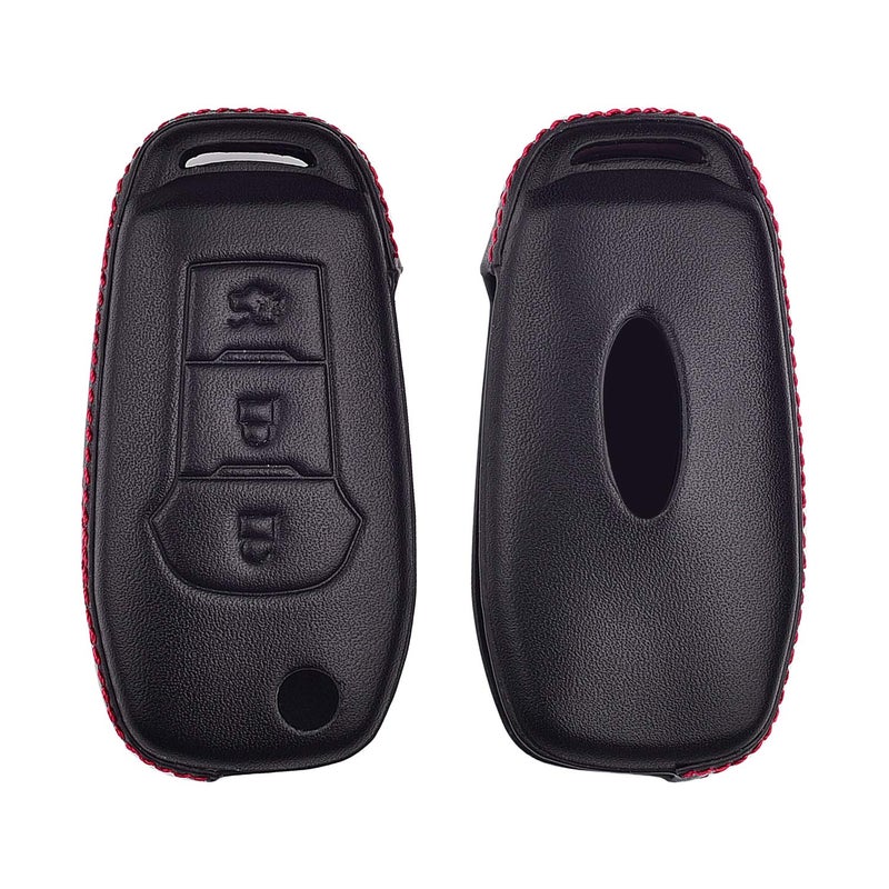 ROYALFOX(TM 2/3 Buttons Leather flip Remote Key Fob case Cover for 2015 2016 2017 2018 2019 Ford F150 F250,Focus 3 Escort Kuga Everest Fiesta Mustang Edge MKV S-MAX Fusion 2016 Ranger (Leather Black) - Image 3